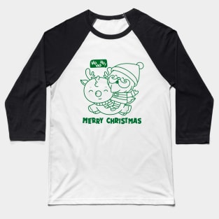 Merry Christmas - Santa Claus is riding a reindeer Baseball T-Shirt